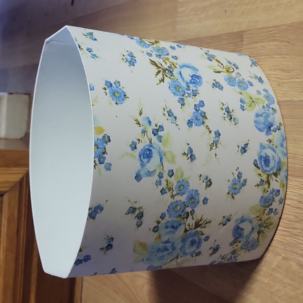 floral blue roses mid centry French wastebasket